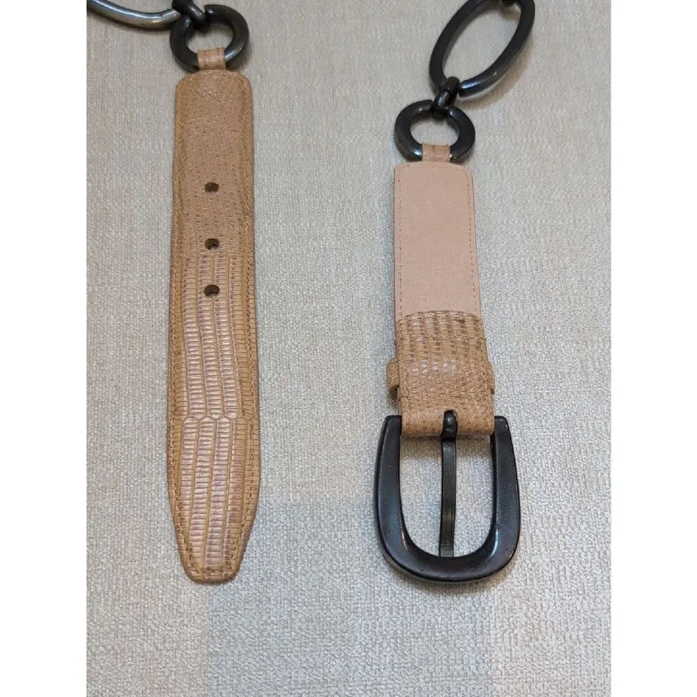 Carlisle Tan Croc Embossed Leather Belt with Bronze Metal Loops & Buckle Size L